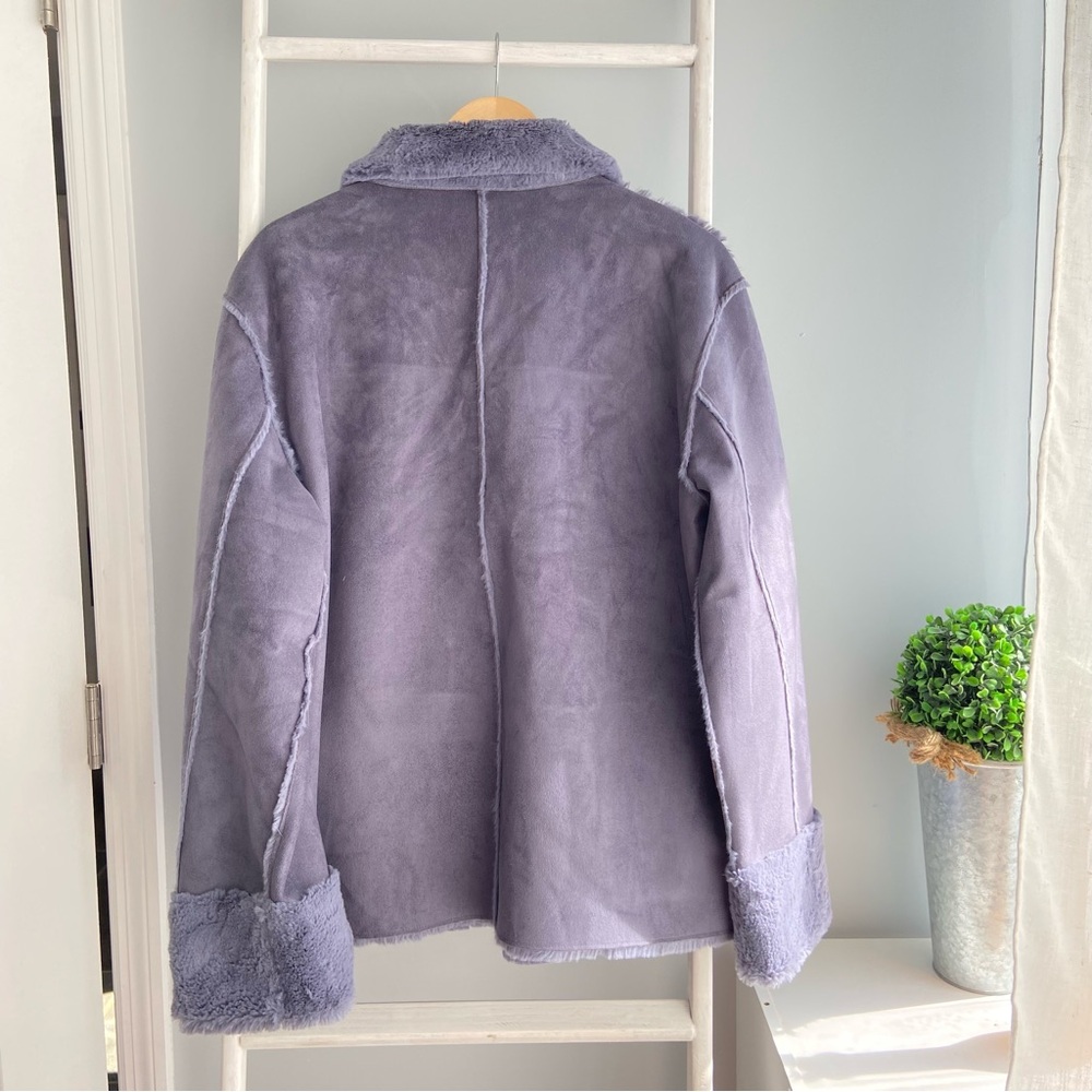 Brandon Thomas Lavender Faux Shearling Coat - Picture 7 of 8